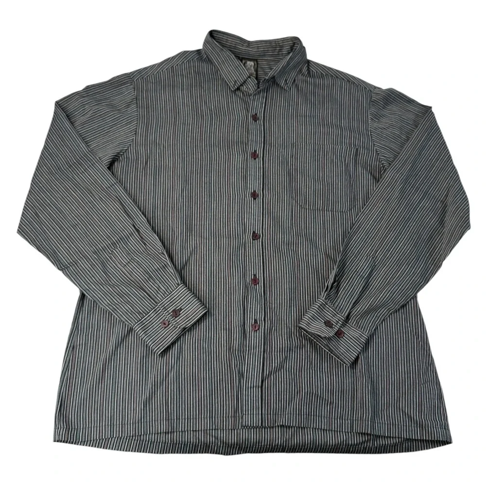 VTG Kennington Ltd California Men XL 17.5‎ Striped Button Down Long Sleeve Black